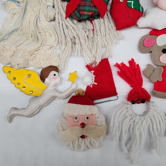 Vintage Handmade Christmas Ornaments Fabric Felt Sequin Yarn Angels Figures - Picture 7 of 9